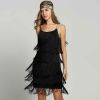 Adult Female Costumes to Hire - 1920's GATSBY Black Flapper Dress - MEDIUM